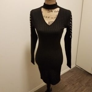 Black bodycon sweater dress